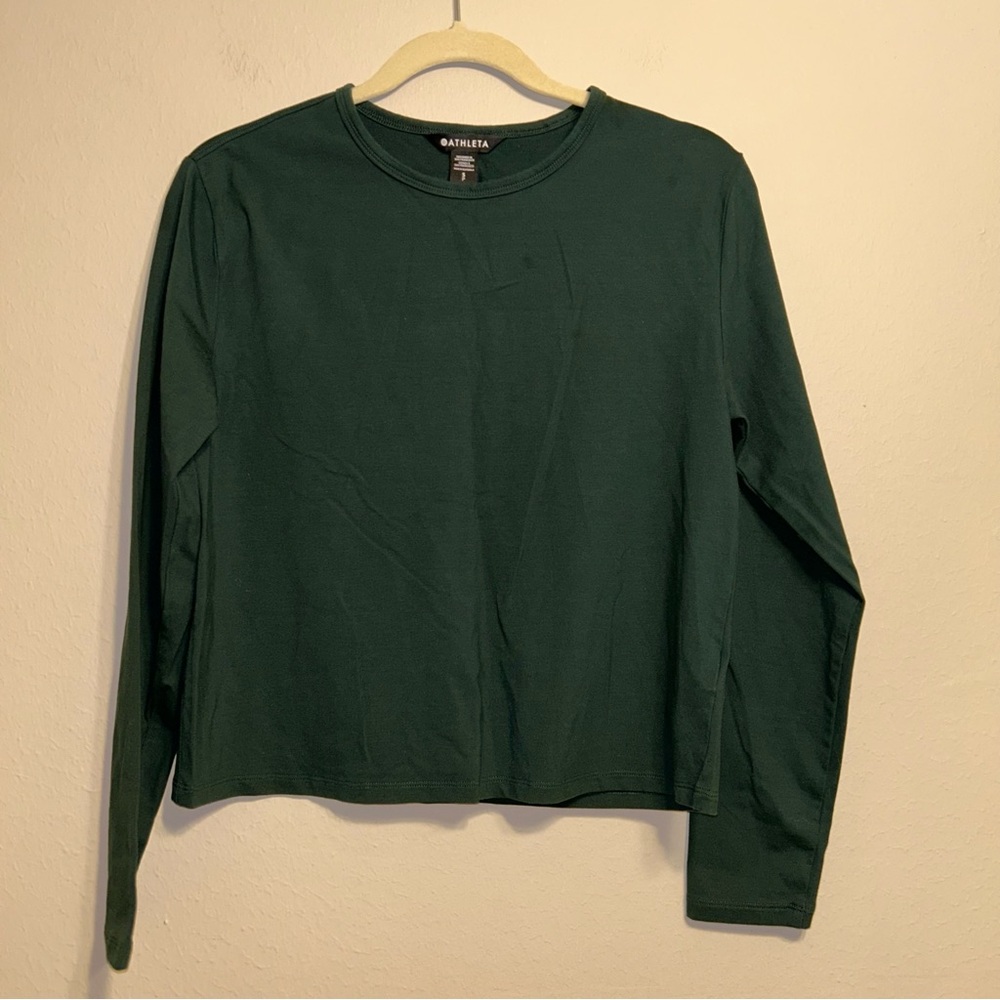 Athleta Essential Top‎ Dark Green Long Sleeve Shirt Size S
